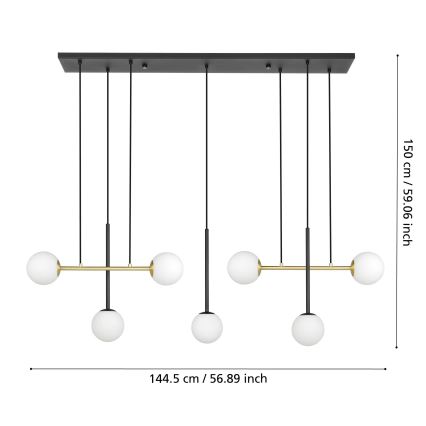 Eglo - Ljuskrona med textilsladd 7xE14/40W/230V guld/svart