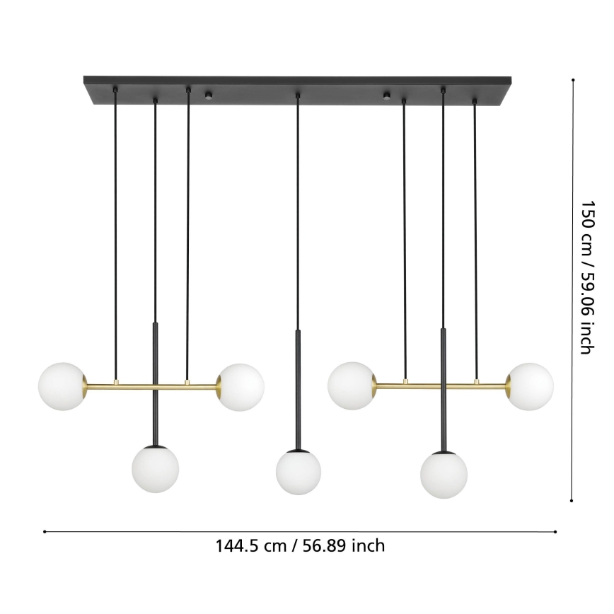Eglo - Ljuskrona med textilsladd 7xE14/40W/230V guld/svart