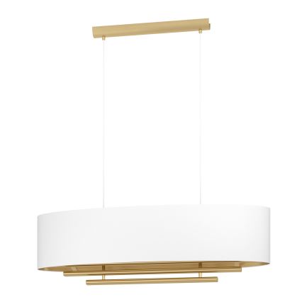 Eglo - Ljuskrona med textilsladd 4xE27/40W/230V vit/guld