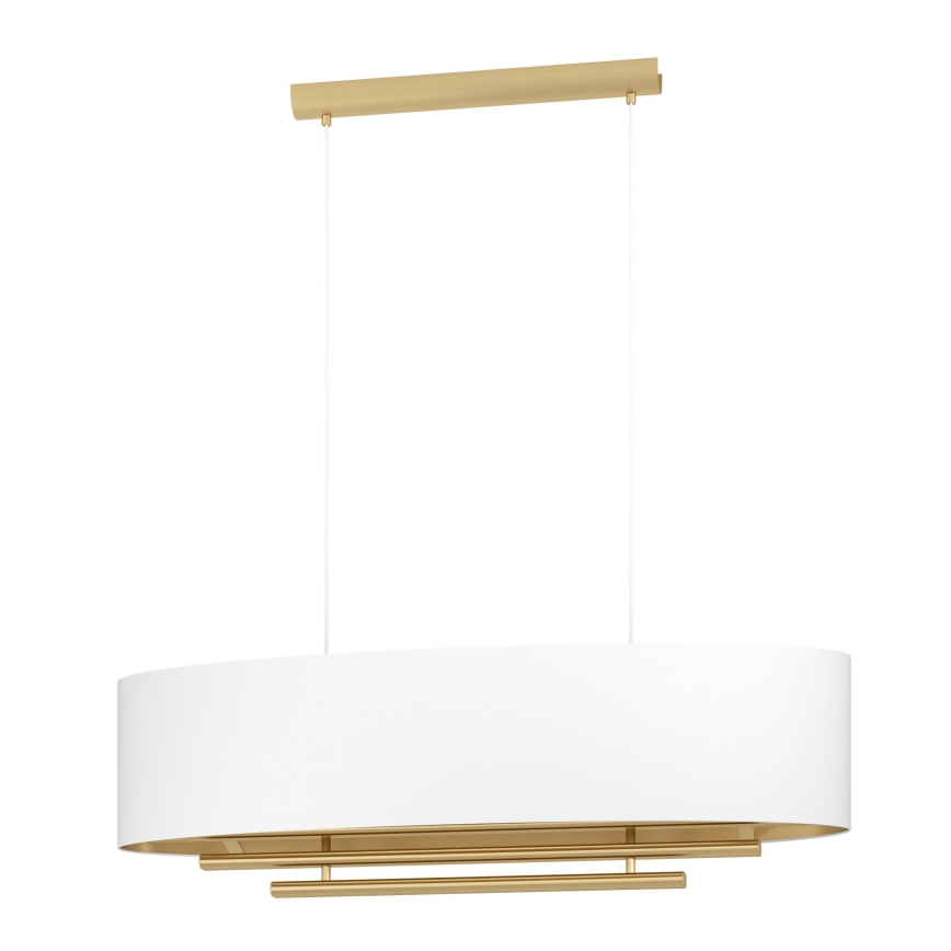 Eglo - Ljuskrona med textilsladd 4xE27/40W/230V vit/guld