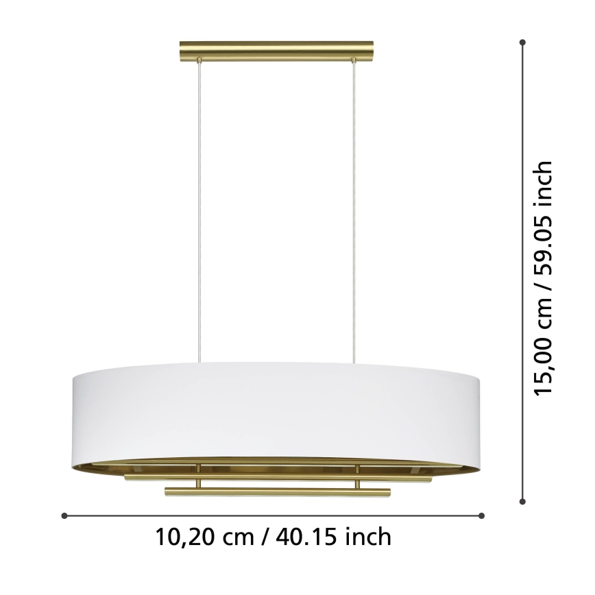 Eglo - Ljuskrona med textilsladd 4xE27/40W/230V vit/guld