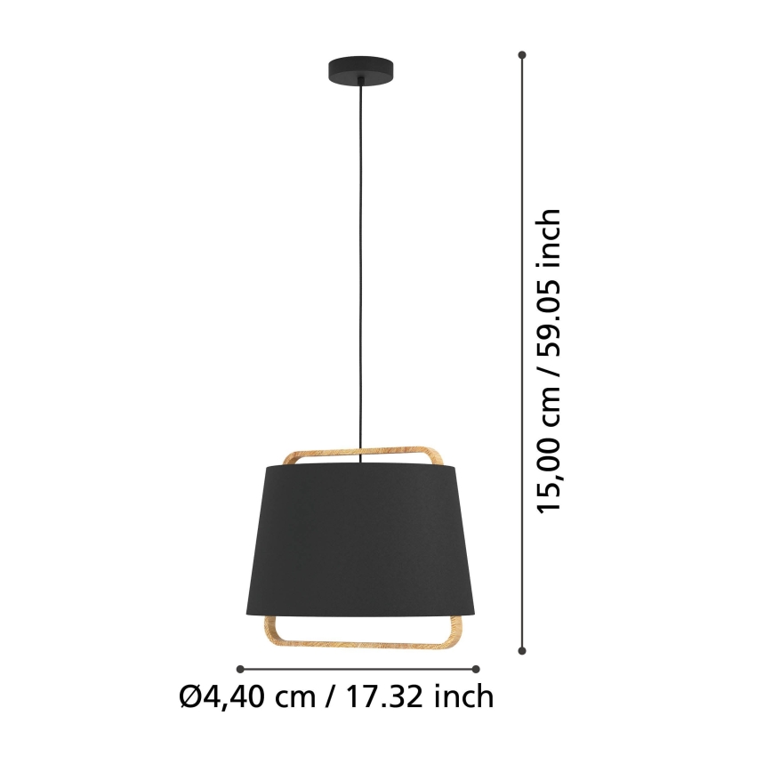 Eglo - Ljuskrona med textilsladd 1xE27/40W/230V svart