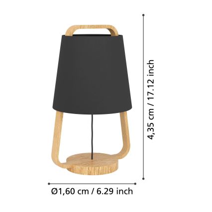 Eglo - Bordslampa 1xE27/40W/230V svart