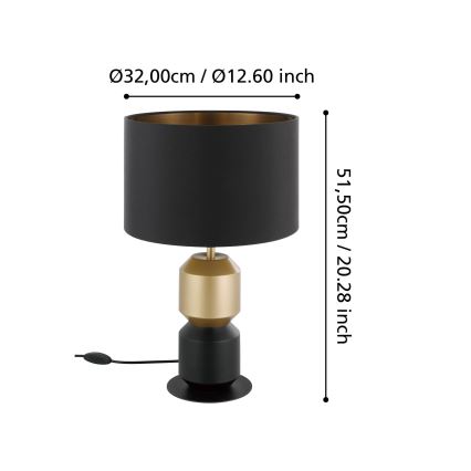 Eglo - Bordslampa 1xE27/40W/230V svart/guld