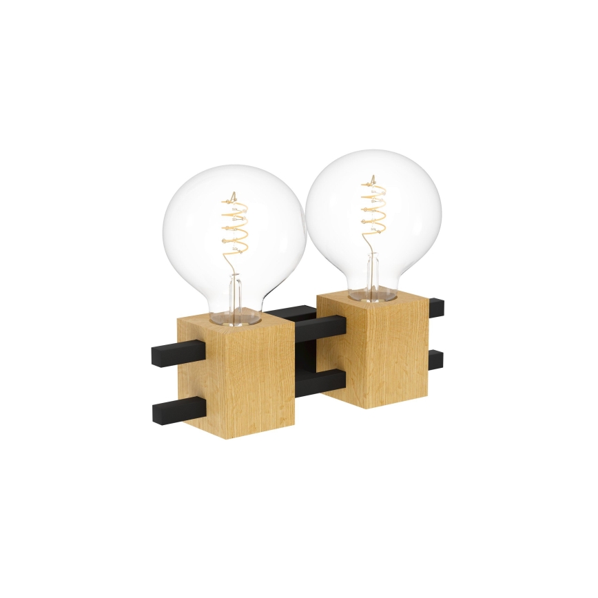Eglo - Vägglampa 2xE27/40W/230V svart/brun