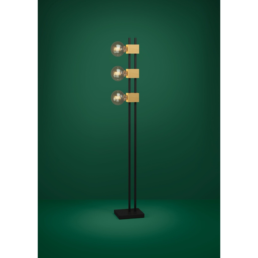 Eglo - Golvlampa 3xE27/40W/230V svart/brun