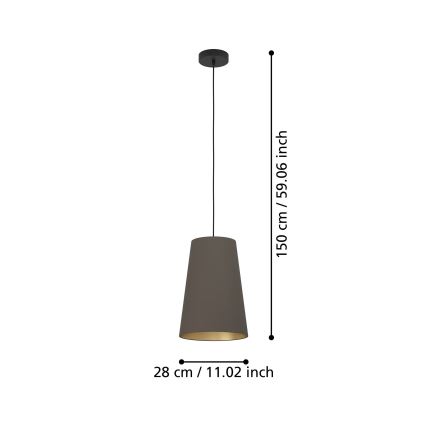 Eglo - Ljuskrona med textilsladd 1xE27/40W/230V brun