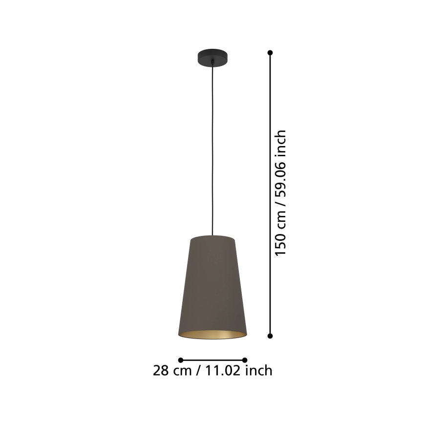 Eglo - Ljuskrona med textilsladd 1xE27/40W/230V brun
