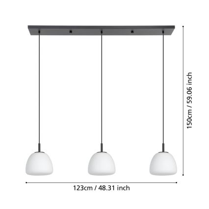 Eglo - Ljuskrona med textilsladd 3xE27/40W/230V svart