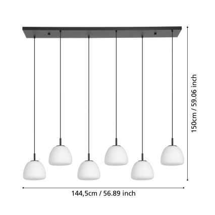 Eglo - Ljuskrona med textilsladd 6xE27/40W/230V svart