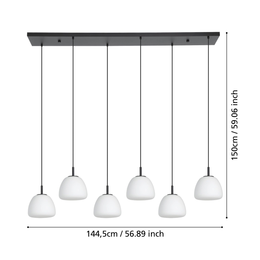 Eglo - Ljuskrona med textilsladd 6xE27/40W/230V svart