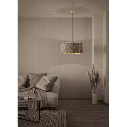 Eglo - Ljuskrona med textilsladd 1xE27/40W/230V guld/brun