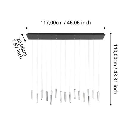 Eglo - LED ljusreglerad ljuskrona på textilsladd 8xLED/4,2W/230V 3000K genomskinlig