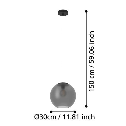 Eglo - Ljuskrona med textilsladd 1xE27/40W/230V rökig