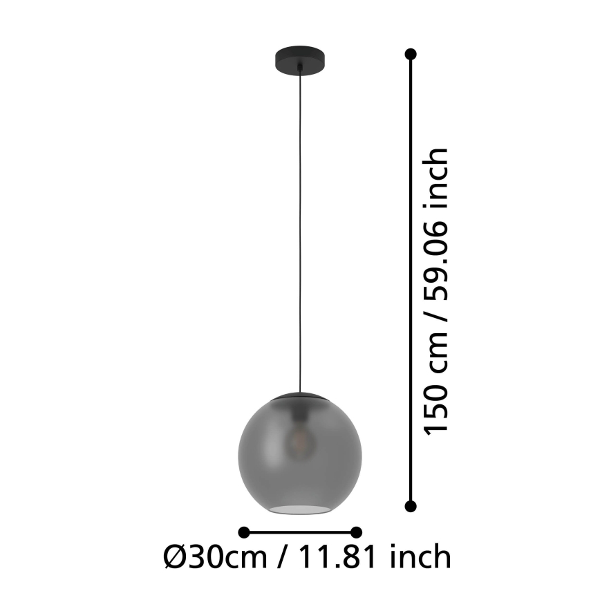 Eglo - Ljuskrona med textilsladd 1xE27/40W/230V rökig