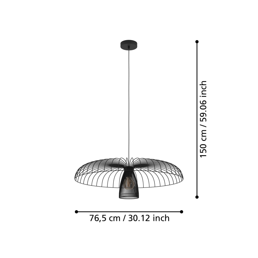 Eglo - Ljuskrona med textilsladd 1xE27/60W/230V diameter 77 cm svart