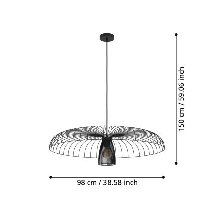 Eglo - Ljuskrona med textilsladd 1xE27/60W/230V diameter 98,5 cm svart