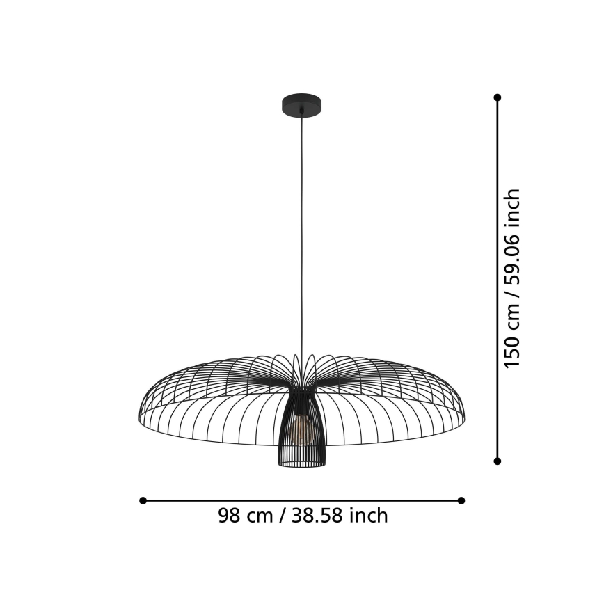 Eglo - Ljuskrona med textilsladd 1xE27/60W/230V diameter 98,5 cm svart