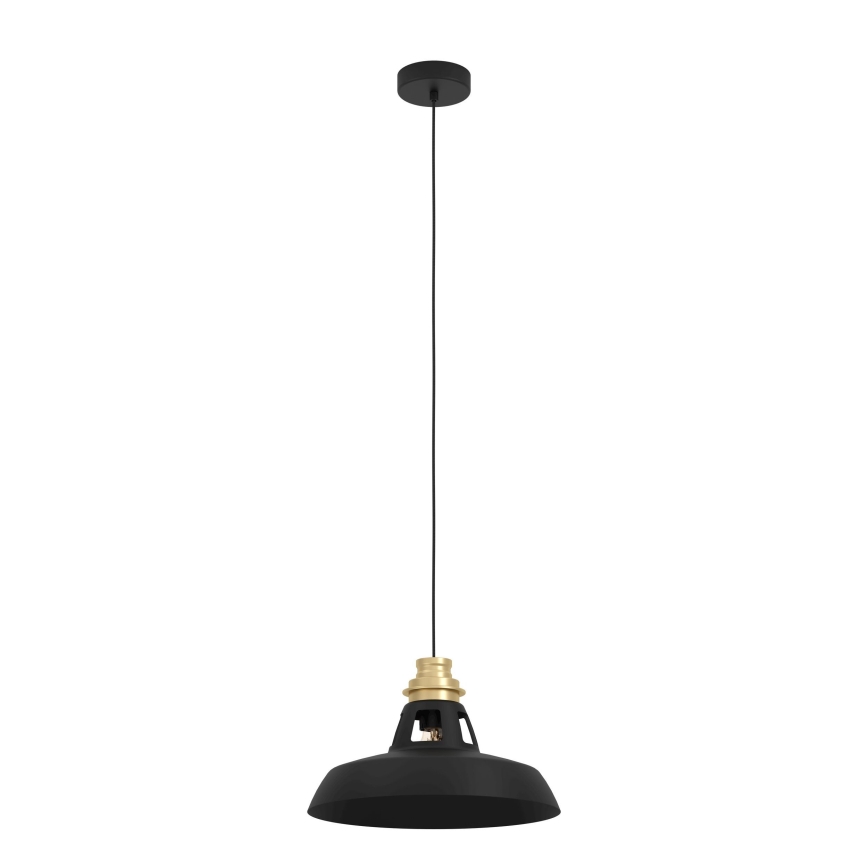 Eglo - Ljuskrona med textilsladd 1xE27/40W/230V svart/guld
