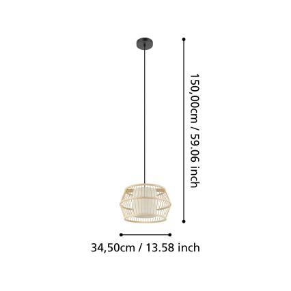 Eglo - Ljuskrona med textilsladd 1xE27/40W/230V bambu