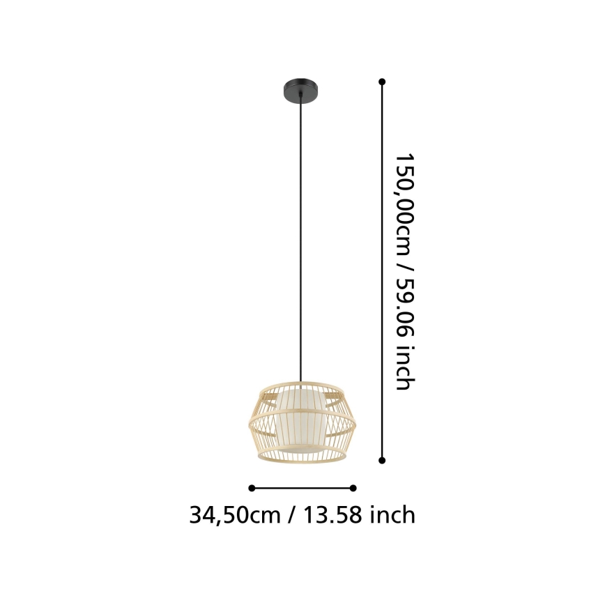 Eglo - Ljuskrona med textilsladd 1xE27/40W/230V bambu