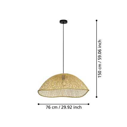 Eglo - Ljuskrona med textilsladd 1xE27/40W/230V diameter 72 cm bambu