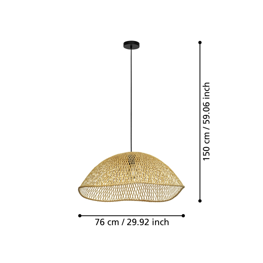 Eglo - Ljuskrona med textilsladd 1xE27/40W/230V diameter 72 cm bambu