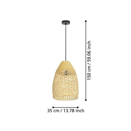 Eglo - Ljuskrona med textilsladd 1xE27/40W/230V diameter 35 cm bambu