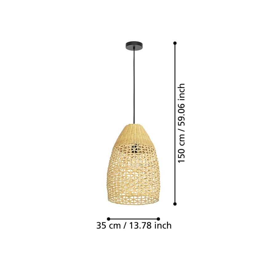 Eglo - Ljuskrona med textilsladd 1xE27/40W/230V diameter 35 cm bambu