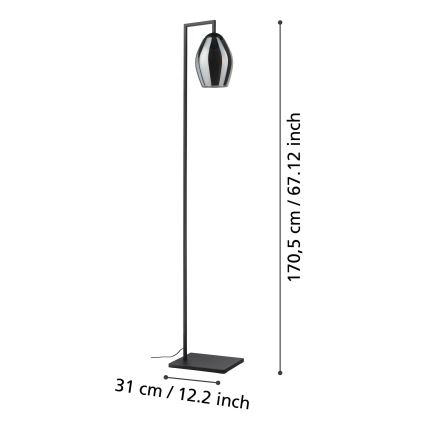 Eglo - Golvlampa 1xE27/40W/230V rökig
