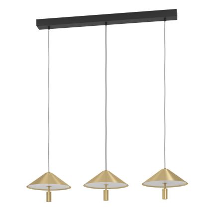 Eglo - LED ljusreglerad ljuskrona på textilsladd 3xLED/12W/230V 3000K guld