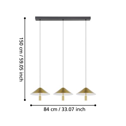 Eglo - LED ljusreglerad ljuskrona på textilsladd 3xLED/12W/230V 3000K guld