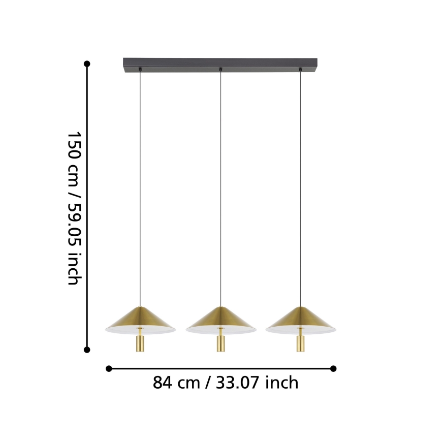 Eglo - LED ljusreglerad ljuskrona på textilsladd 3xLED/12W/230V 3000K guld