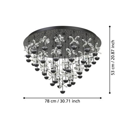 Eglo - LED Dimbar taklampa LED/77,4W/230V 3000K svart