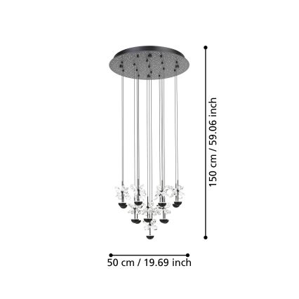 Eglo - LED ljusreglerad ljuskrona på textilsladd LED/27W/230V 3000K svart