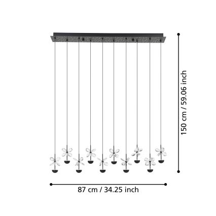 Eglo - LED ljusreglerad ljuskrona på textilsladd LED/23W/230V 3000K svart