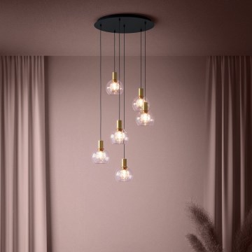 Eglo 390279 - LED ljusreglerad ljuskrona på textilsladd 6xLED/5,4W/230V 3000K diameter 54 cm guld
