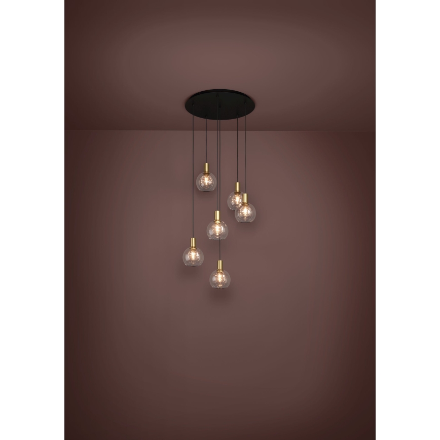 Eglo 390279 - LED ljusreglerad ljuskrona på textilsladd 6xLED/5,4W/230V 3000K diameter 54 cm guld