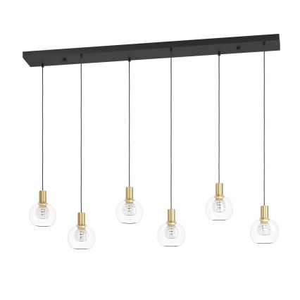 Eglo - LED ljusreglerad ljuskrona på textilsladd 6xLED/5,4W/230V 3000K guld