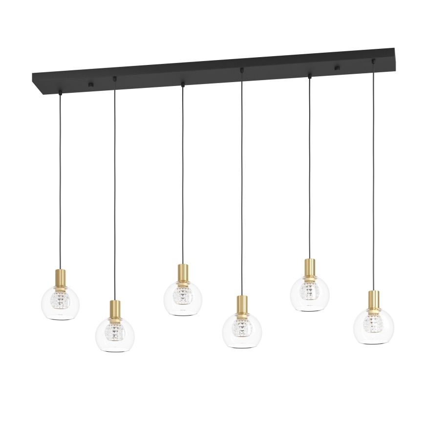 Eglo - LED ljusreglerad ljuskrona på textilsladd 6xLED/5,4W/230V 3000K guld