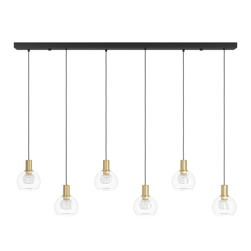 Eglo - LED ljusreglerad ljuskrona på textilsladd 6xLED/5,4W/230V 3000K guld