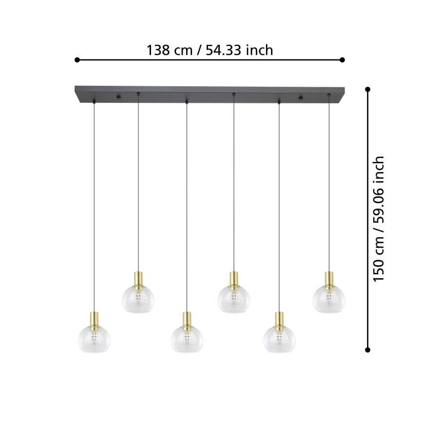 Eglo - LED ljusreglerad ljuskrona på textilsladd 6xLED/5,4W/230V 3000K guld