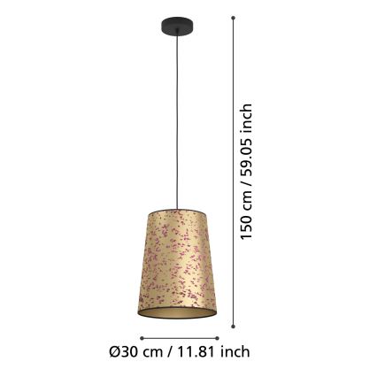 Eglo - Ljuskrona med textilsladd 1xE27/25W/230V guld/rosa