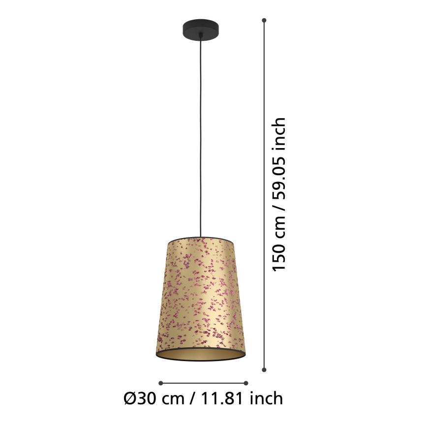 Eglo - Ljuskrona med textilsladd 1xE27/25W/230V guld/rosa