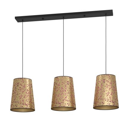 Eglo - Ljuskrona med textilsladd 3xE27/25W/230V guld/rosa