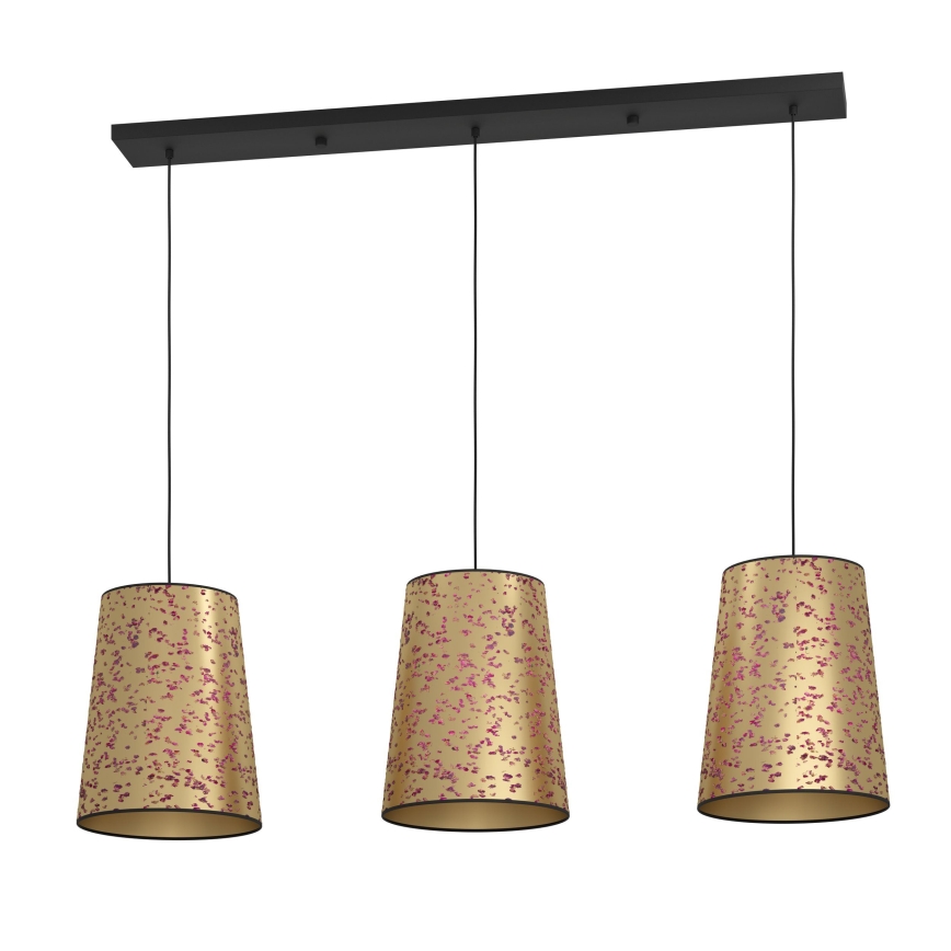 Eglo - Ljuskrona med textilsladd 3xE27/25W/230V guld/rosa
