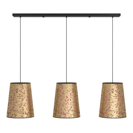 Eglo - Ljuskrona med textilsladd 3xE27/25W/230V guld/rosa