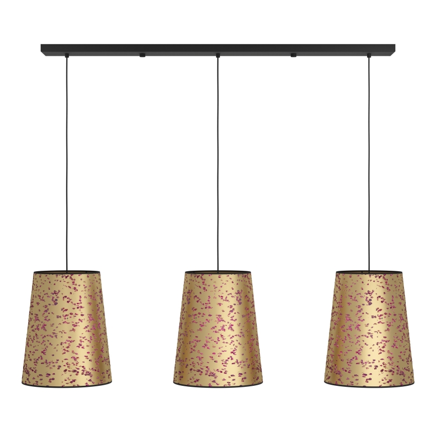 Eglo - Ljuskrona med textilsladd 3xE27/25W/230V guld/rosa