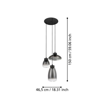 Eglo - LED ljusreglerad ljuskrona på textilsladd 3xLED/5,4W/230V 2700K rökig