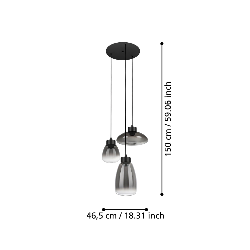 Eglo - LED ljusreglerad ljuskrona på textilsladd 3xLED/5,4W/230V 2700K rökig